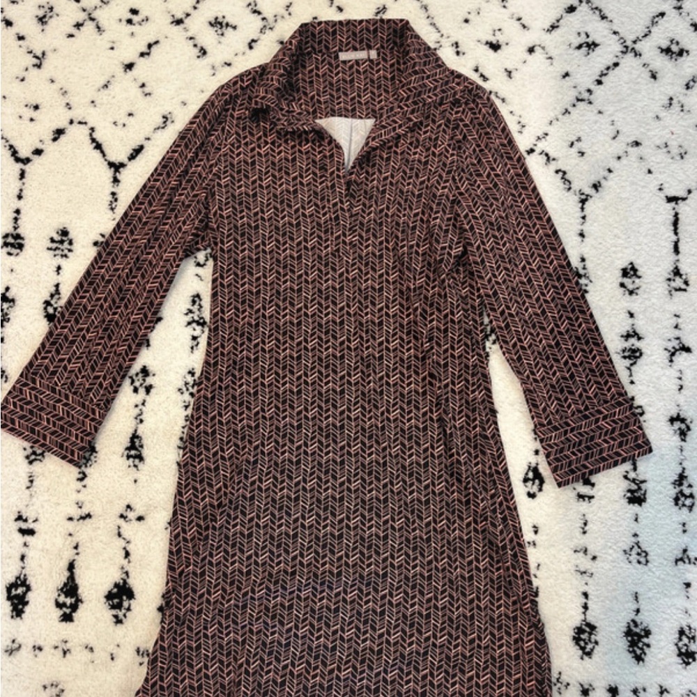 Elegant Black and Pink Patterned Women's Dress
